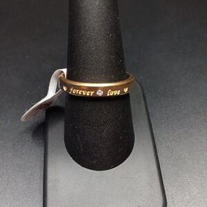 Forever Love Ring Size 9 Unisex Silver And Gold Tone With Rhinestone New